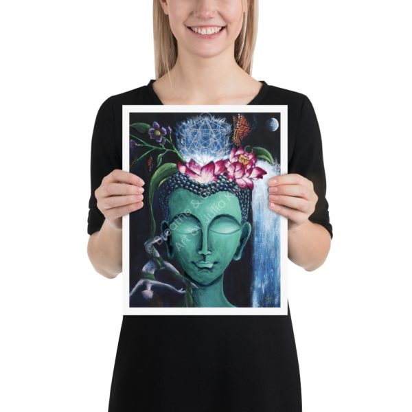 Premium 11 x 14 in. Art Print titled Turquoise Buddha Head as part of the Buddha's Dream Collection by Julia Klyus