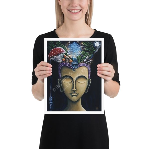 Premium 11 x 14 in. Art Print titled Gold Buddha Head as part of the Buddha's Dream Collection by Julia Klyus