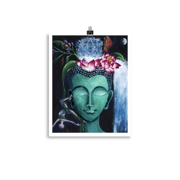 Premium 11 x 14 in. Art Print titled Turquoise Buddha Head as part of the Buddha's Dream Collection by Julia Klyus