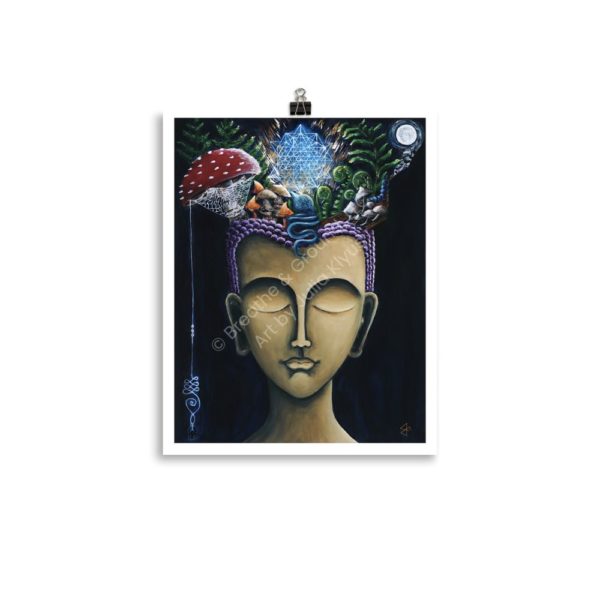 Premium 11 x 14 in. Art Print titled Gold Buddha Head as part of the Buddha's Dream Collection by Julia Klyus