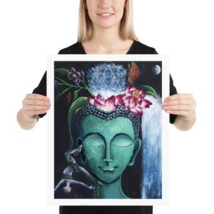 Premium 16 x 20 in. Art Print titled Turquoise Buddha Head as part of the Buddha's Dream Collection by Julia Klyus