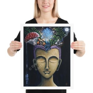 Premium 16 x 20 in. Art Print titled Gold Buddha Head as part of the Buddha's Dream Collection by Julia Klyus