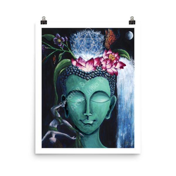 Premium 16 x 20 in. Art Print titled Turquoise Buddha Head as part of the Buddha's Dream Collection by Julia Klyus