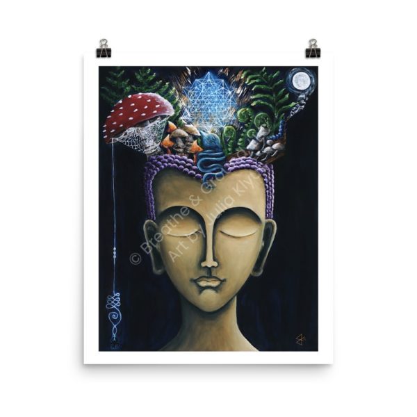 Premium 16 x 20 in. Art Print titled Gold Buddha Head as part of the Buddha's Dream Collection by Julia Klyus