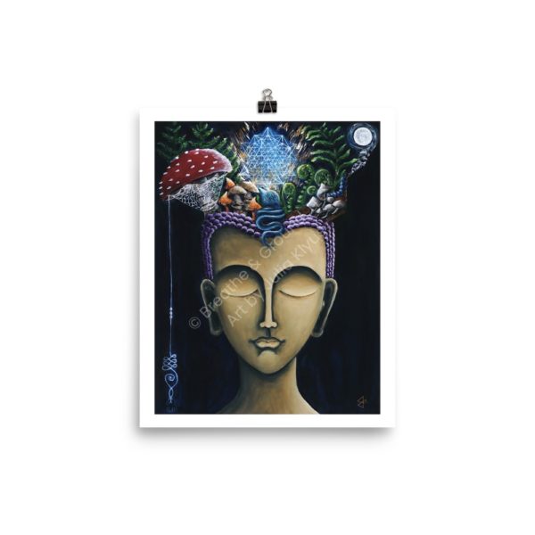 Premium 8 x 10 in. Art Print titled Gold Buddha Head as part of the Buddha's Dream Collection by Julia Klyus